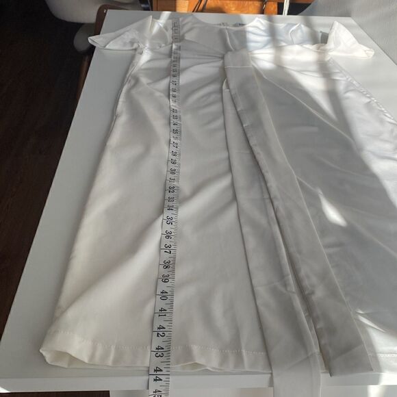 Bown White Cinched Tie Front Midi Dress Size M/L - Picture 11 of 11